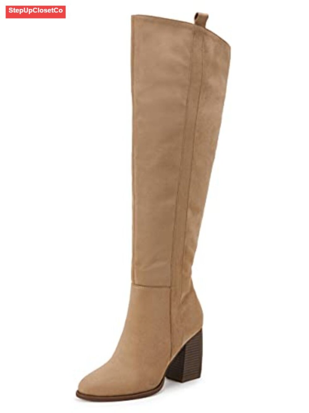 Womens Over The Knee Thigh High Faux Suede Boots Pointed Toe Chunky Block Heel